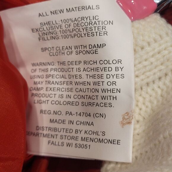 St Nicholas Square Pet Stocking XL 21 Inch Knit Paw Print Applique Red Cream - Picture 6 of 7